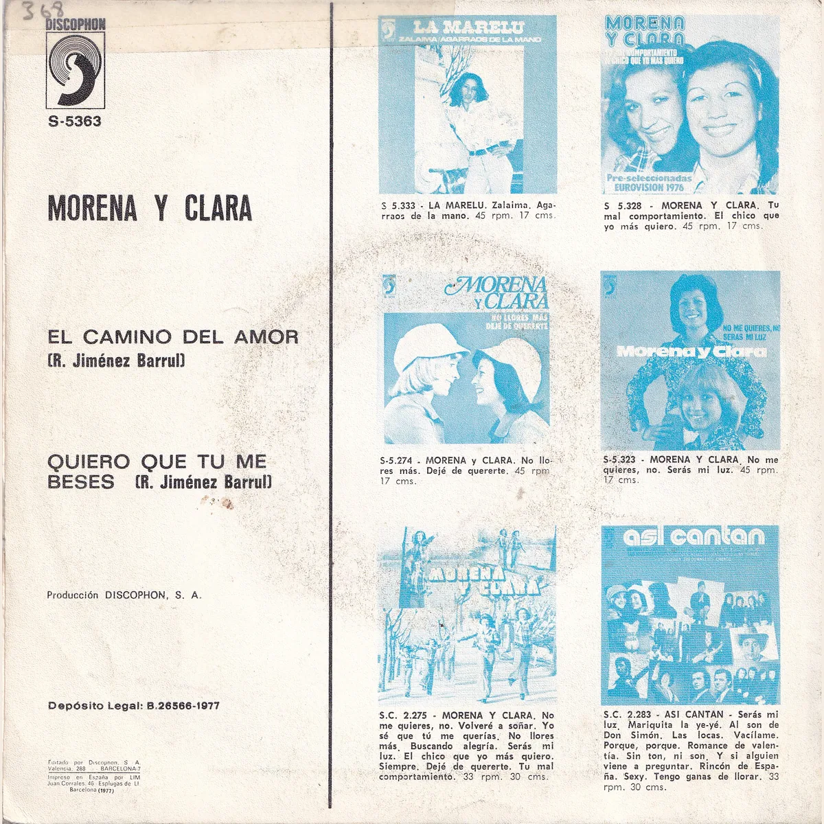 Otra vista de El camino del amor – Quiero que tú me beses (MORENA Y CLARA)