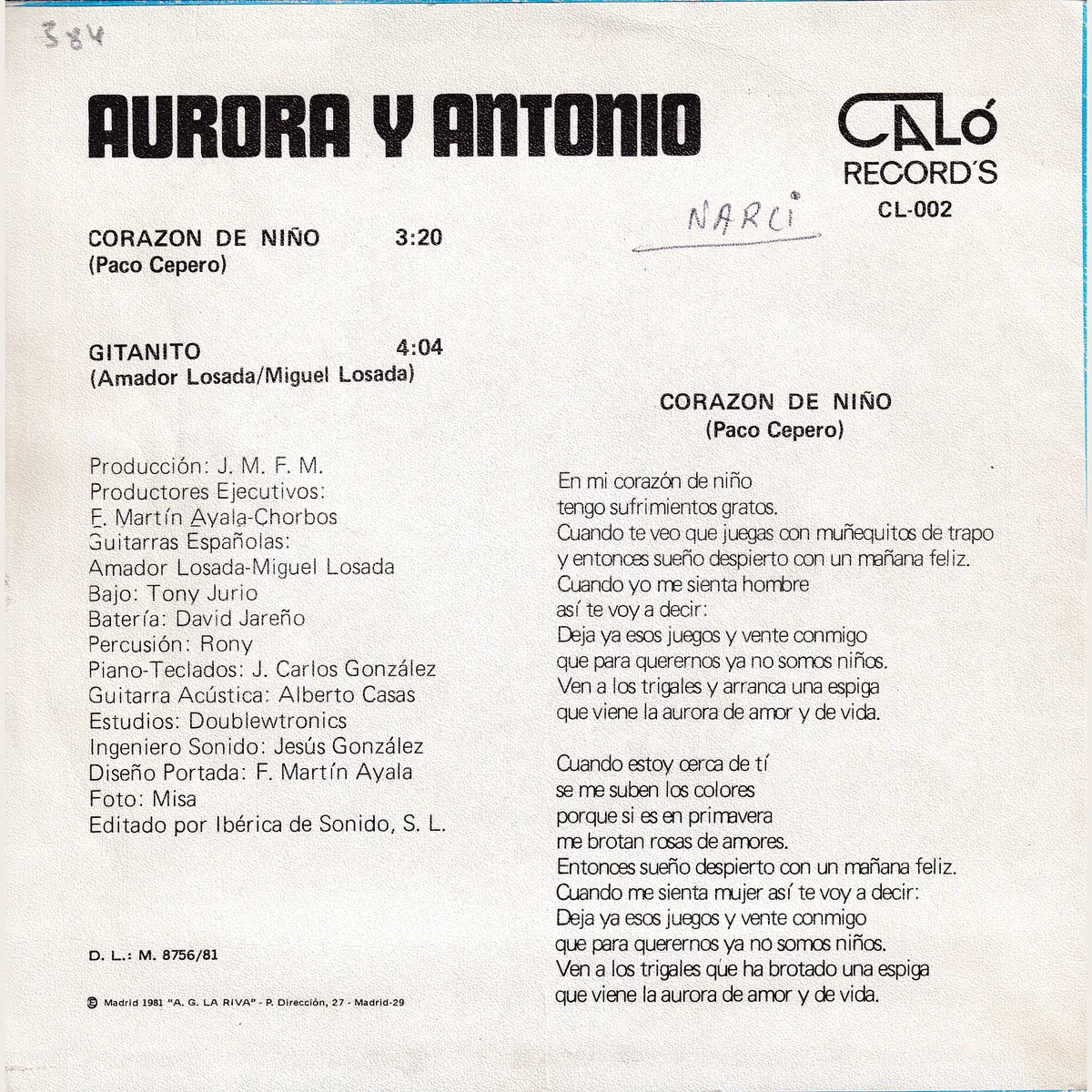 Otra vista de Corazón de niño – Gitanito