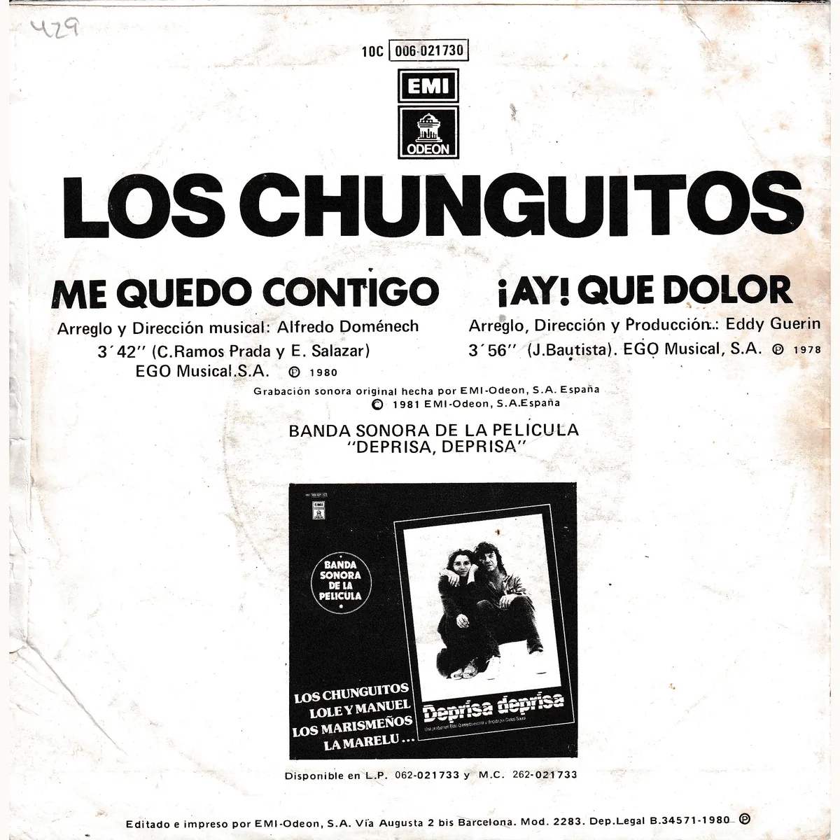 Otra vista de Me quedo contigo – ¡Ay! Qué dolor (DEPRISA, DEPRISA)