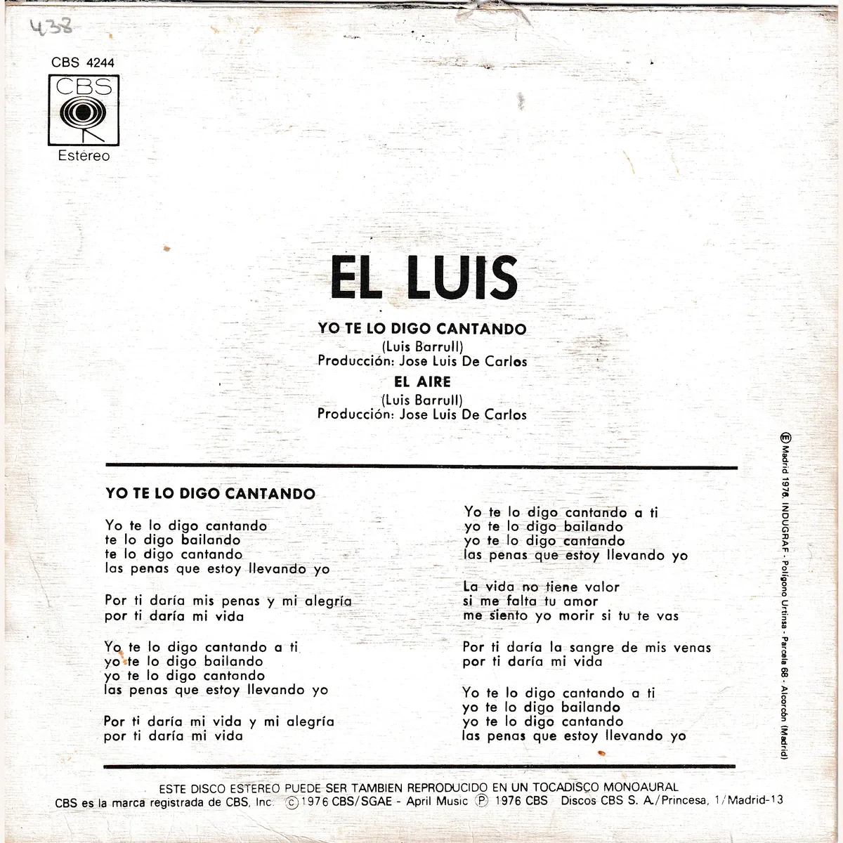 Otra vista de Yo te lo digo cantando – El aire (EL LUIS)