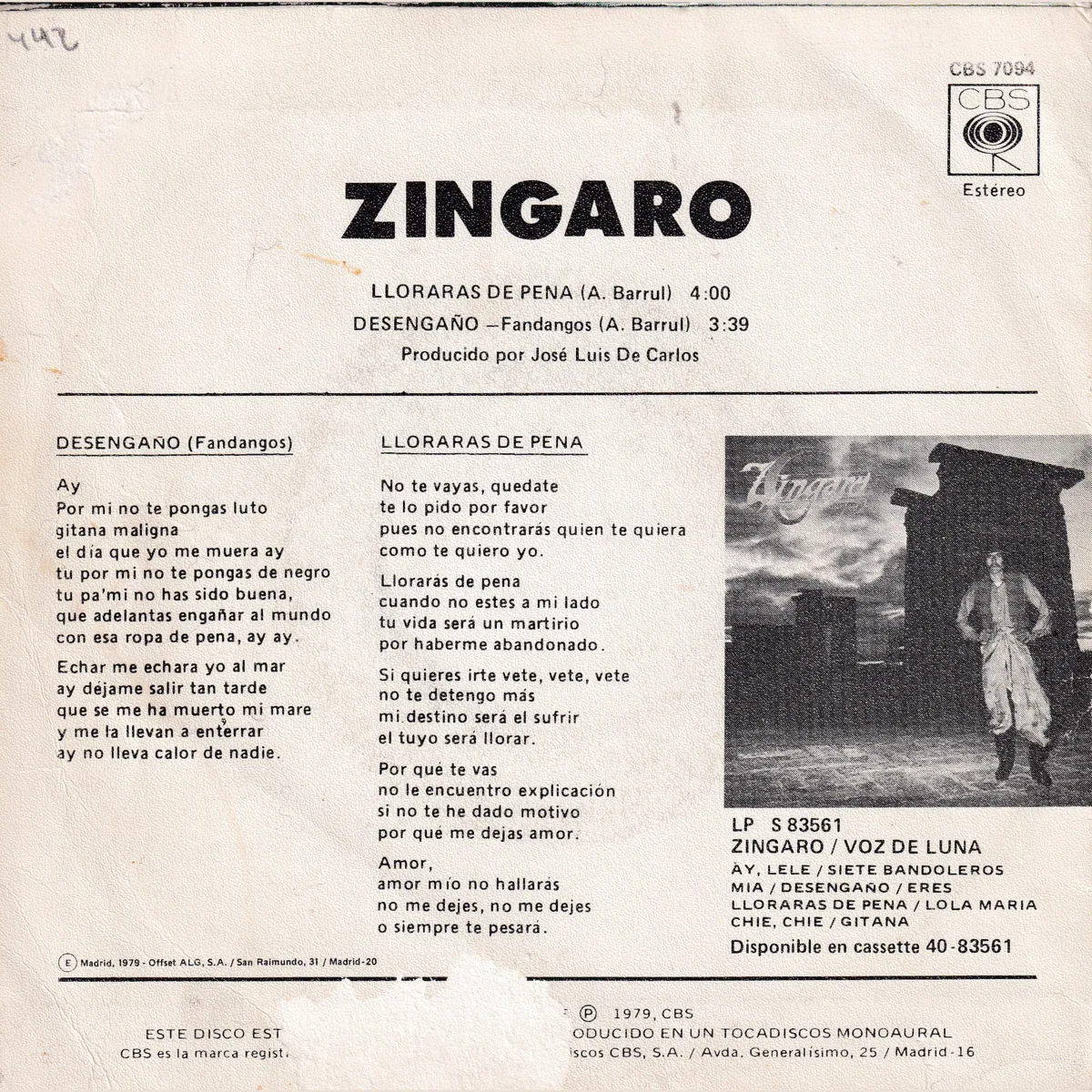 Otra vista de Llorarás de pena – Desengaño (VOZ DE LUNA)