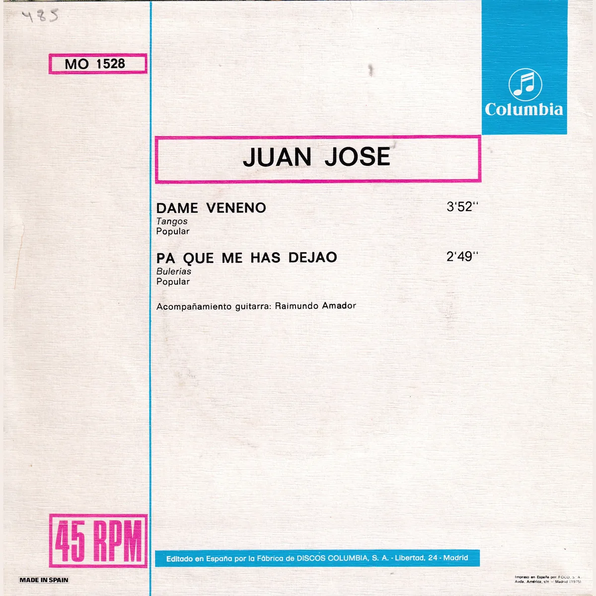 Otra vista de Dame veneno – Pa que me has dejao