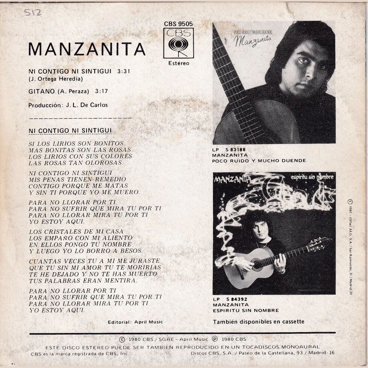 Otra vista de Ni contigo ni sintigui – Gitano (ESPÍRITU SIN NOMBRE)