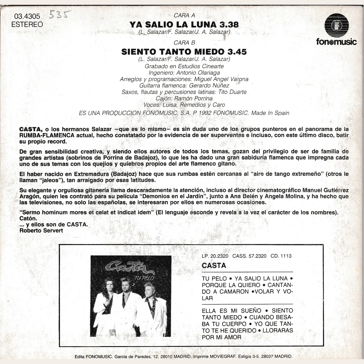 Otra vista de Ya salió la luna – Siento tanto miedo (TU PELO)
