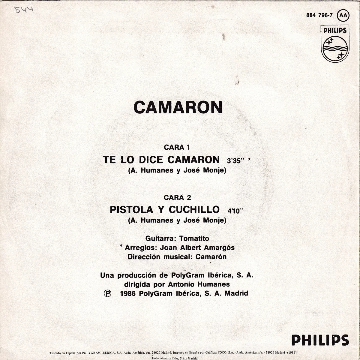 Otra vista de Te lo dice Camarón – Pistola y cuchillo (TE LO DICE CAMARÓN)