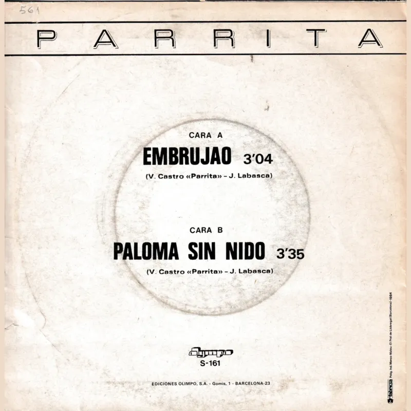 Portada de Embrujao – Paloma sin nido (EMBRUJAO), de Parrita