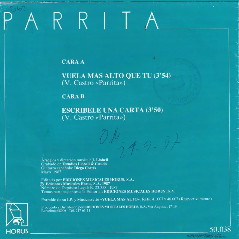 Portada de Vuela más alto que tú – Escríbeles una carta (VUELA MÁS ALTO), de Parrita