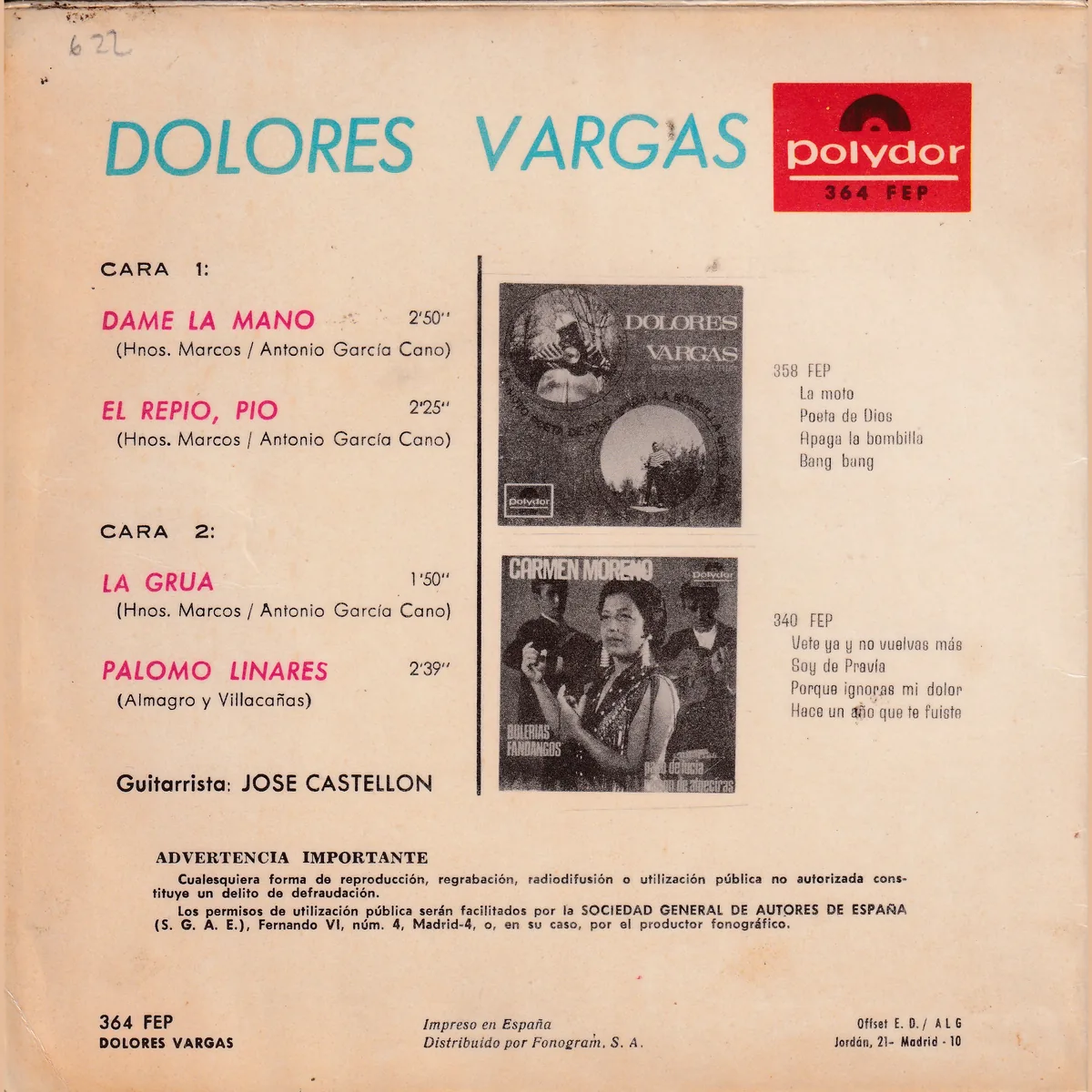 Otra vista de Palomo – Linares – Dame la mano – Repío, pío – La grua