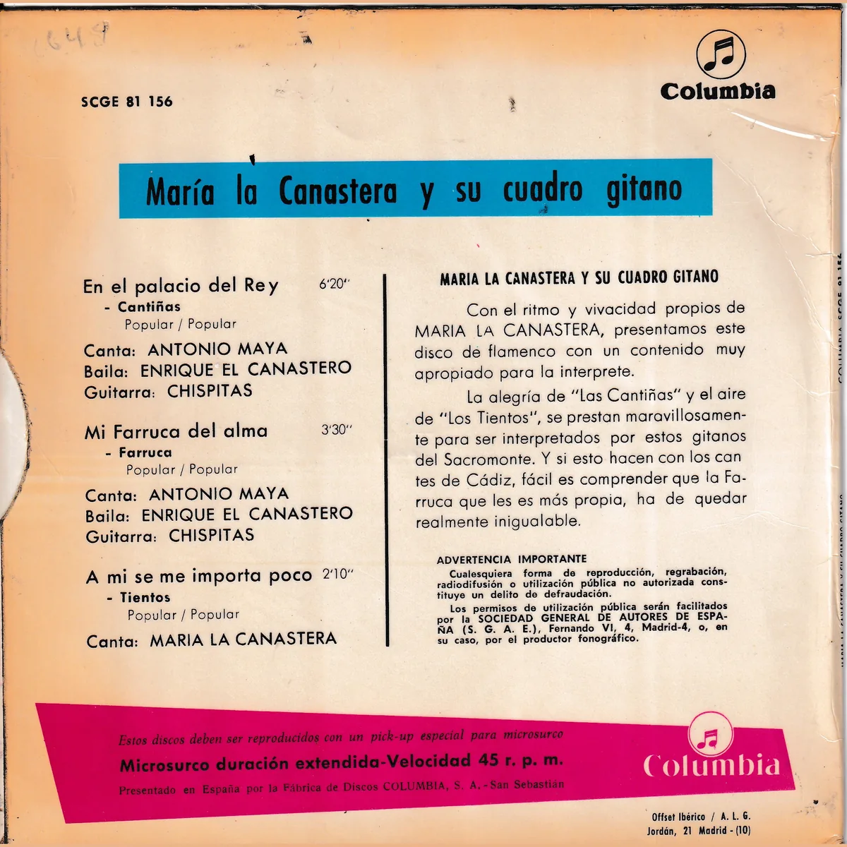 Otra vista de En el Palacio del rey – Mi farruca del alma – A mi se me importa poco