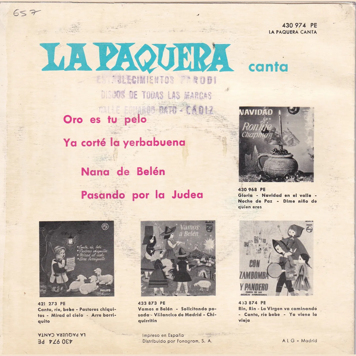 Otra vista de Oro es tu pelo – Ya corté la yerbabuena – Nana de Belén – Pasando por la Judea