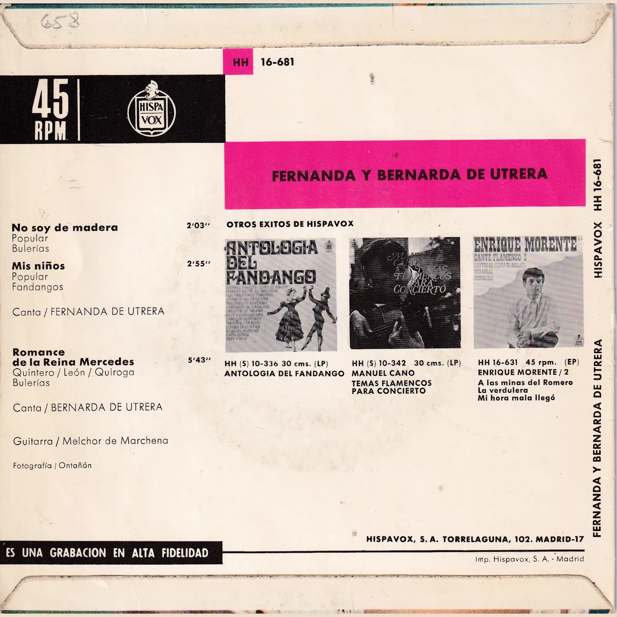 Otra vista de No soy de madera – Mis niños – Romance de la Reina Mercedes