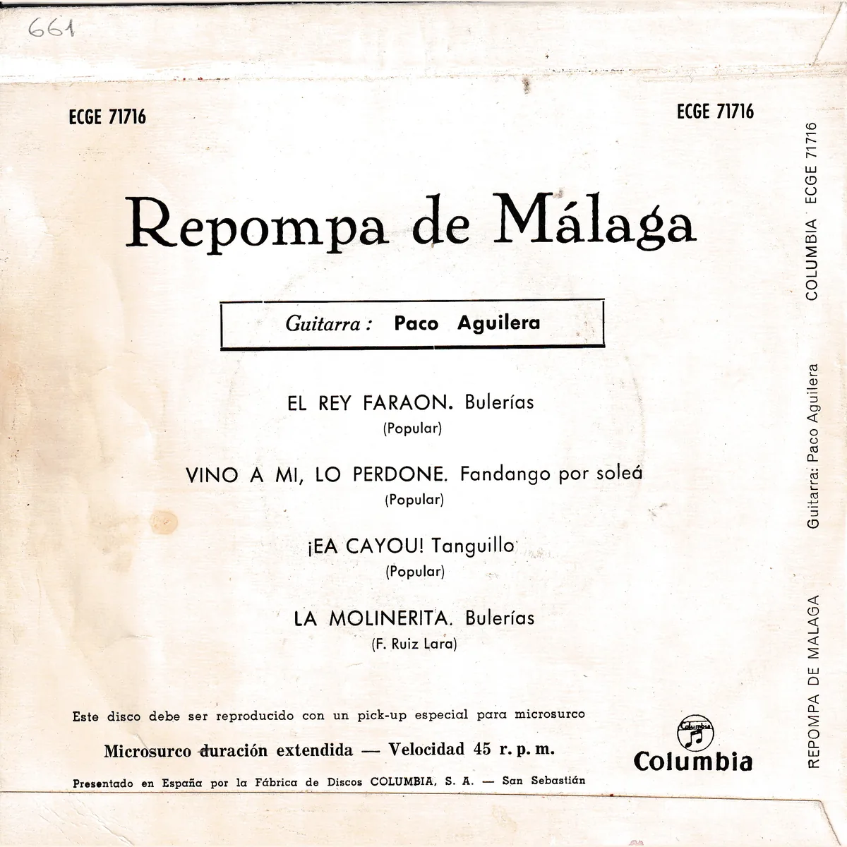 Otra vista de El rey Faraón – Vino a mi, lo perdoné – ¡Ea cayou! – La molinerita