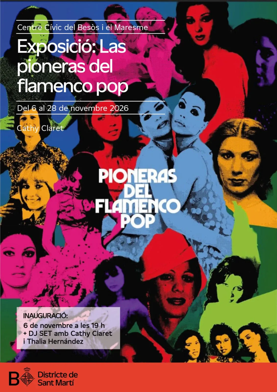 Cartel de la exposición Las pioneras del flamenco pop, del 6 al 28 de noviembre de 2026 en el Centre Cívic del Besòs i el Maresme